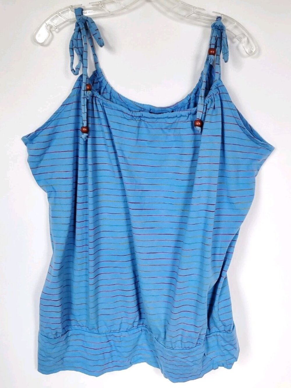 Torrid NWT Blue Rainbow Stripe Blouson Top Beaded Spaghetti Straps Sz 3x